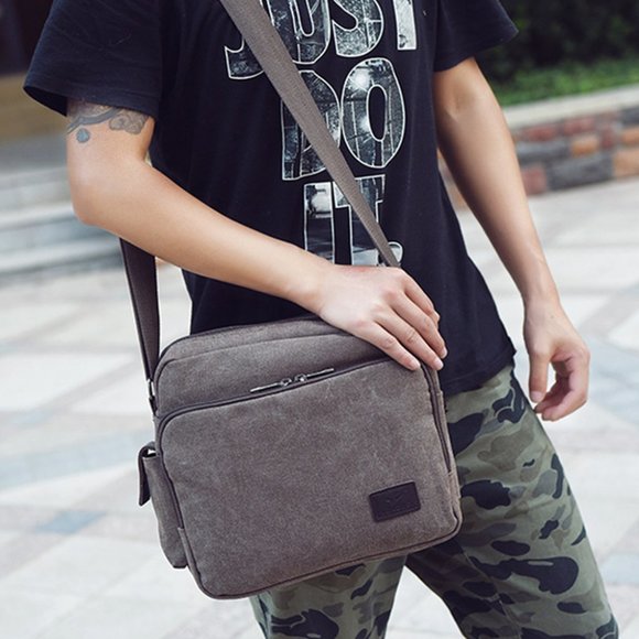 Messenger Bag Canvas Shoulder Bag for Women Multi-pocket Travel Purses - Picture 2 of 5
